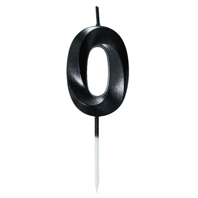 Vela Mini Design Preta Numero 0 - 1 Un