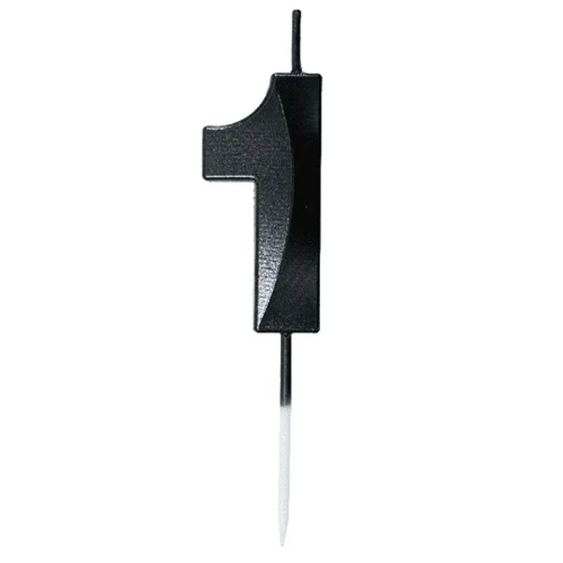 Vela Mini Design Preta Numero 1 - 1 Un