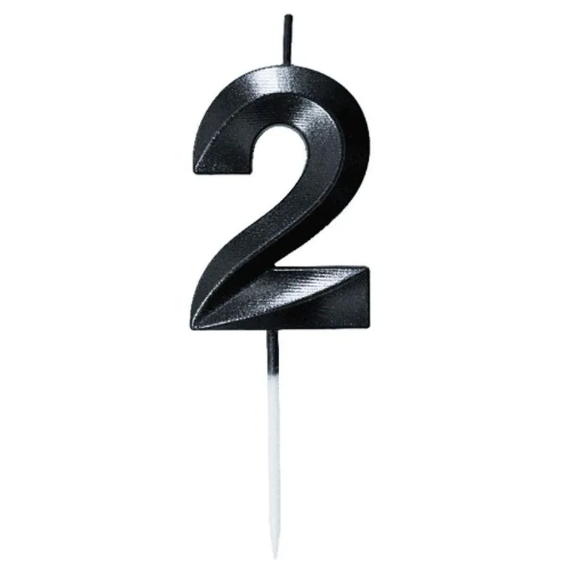 Vela Mini Design Preta Numero 2 - 1 Un