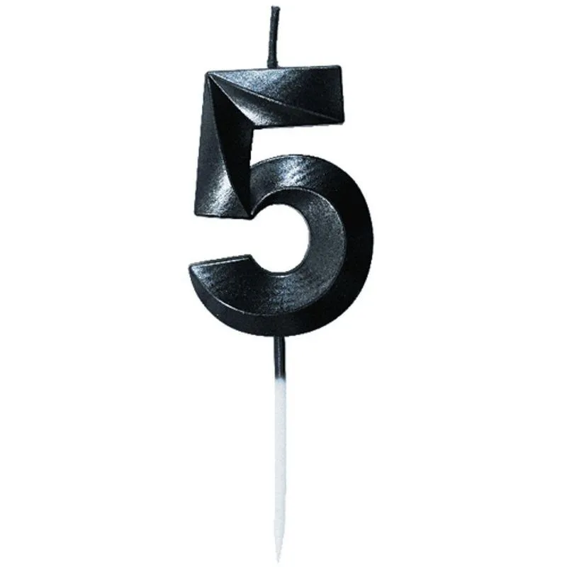Vela Mini Design Preta Numero 5 - 1 Un