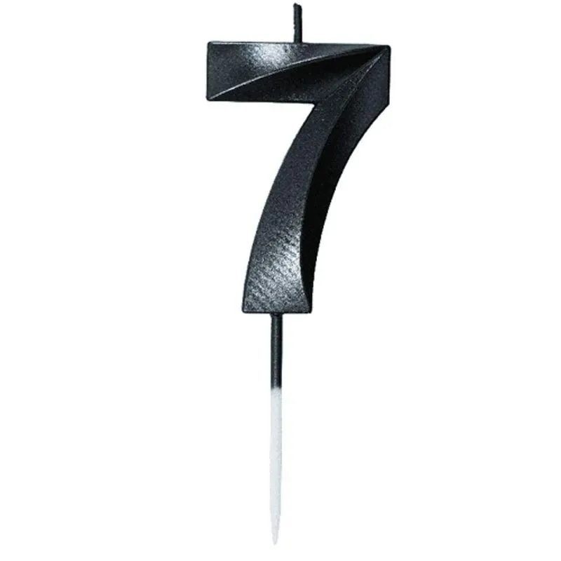 Vela Mini Design Preta Numero 7 - 1 Un