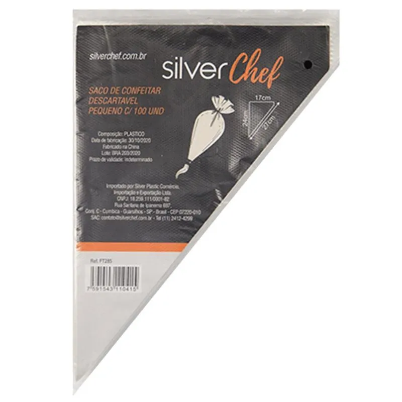 Saco de Confeitar Descartável Pequeno c/10 - Silver Chef