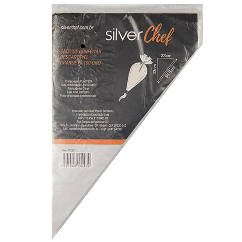 Saco de Confeitar Descartável Grande c/10 - Silver Chef