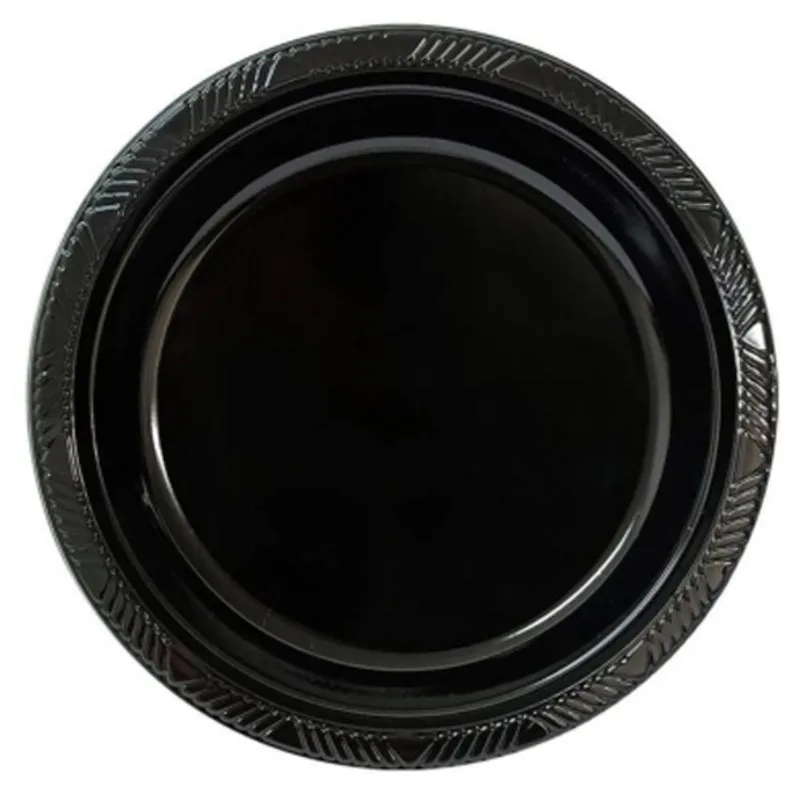 Prato Plástico Happy Line 15cm Preto - 8 Un