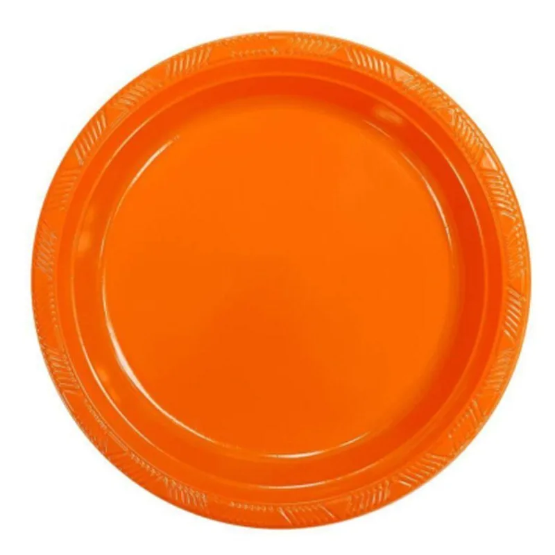 Prato Plástico Happy Line 15cm Laranja - 8 Un