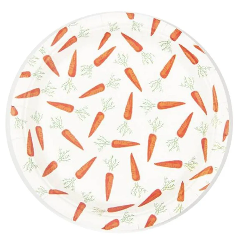 Prato De Papel 18cm Páscoa Cenourinhas - 10 Un