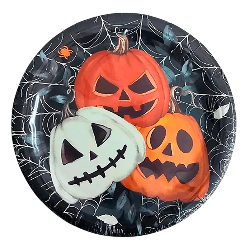 Prato de Papel Halloween Abóboras 10un SILVER PLASTIC PRATO PAPEL HALLOWEEN ABOBORAS MX265R SILVER PLASTIC