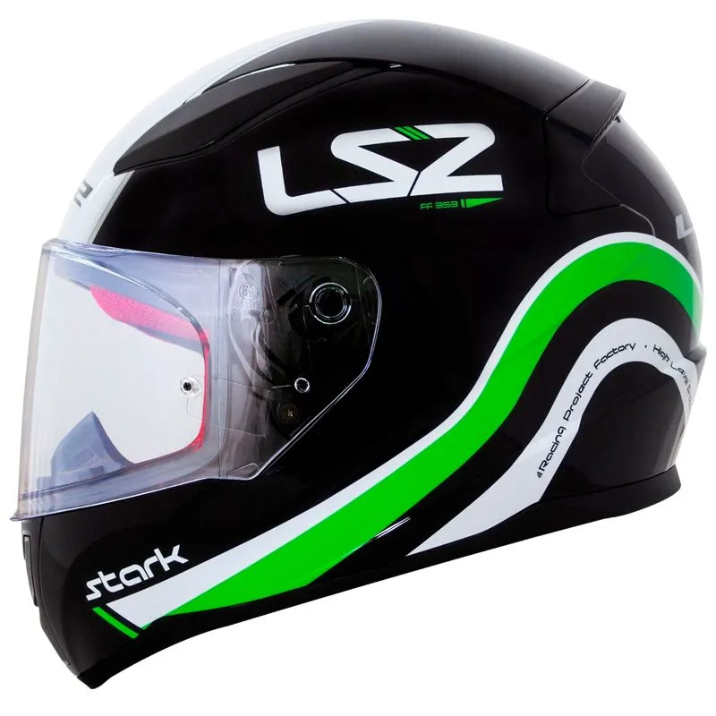 Capacete Original LS2 FF353 Rapid Stark Preto Branco Verde 62