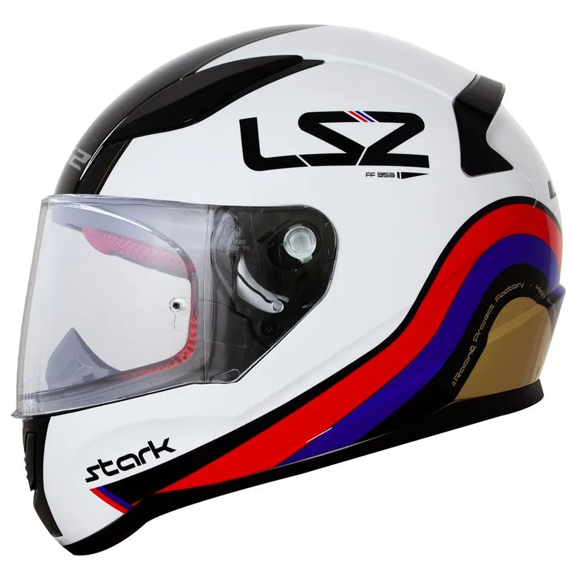 Capacete Original LS2 FF353 Rapid Stark Branco Vermelho Azul Dourado 54