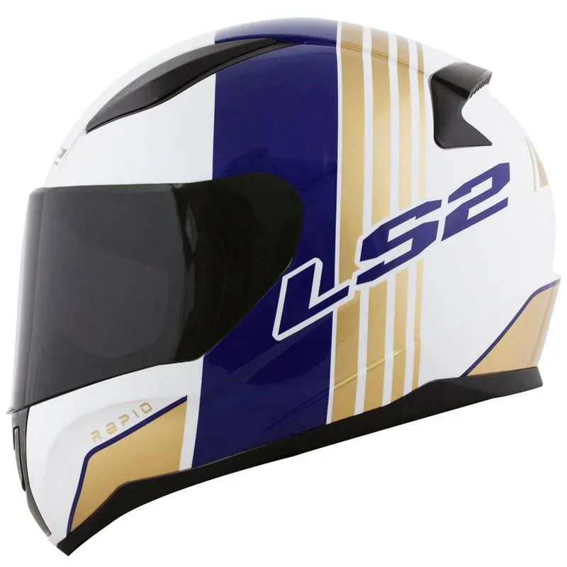 Capacete Original LS2 FF353 Rapid Multiply Branco Azul Dourado 60