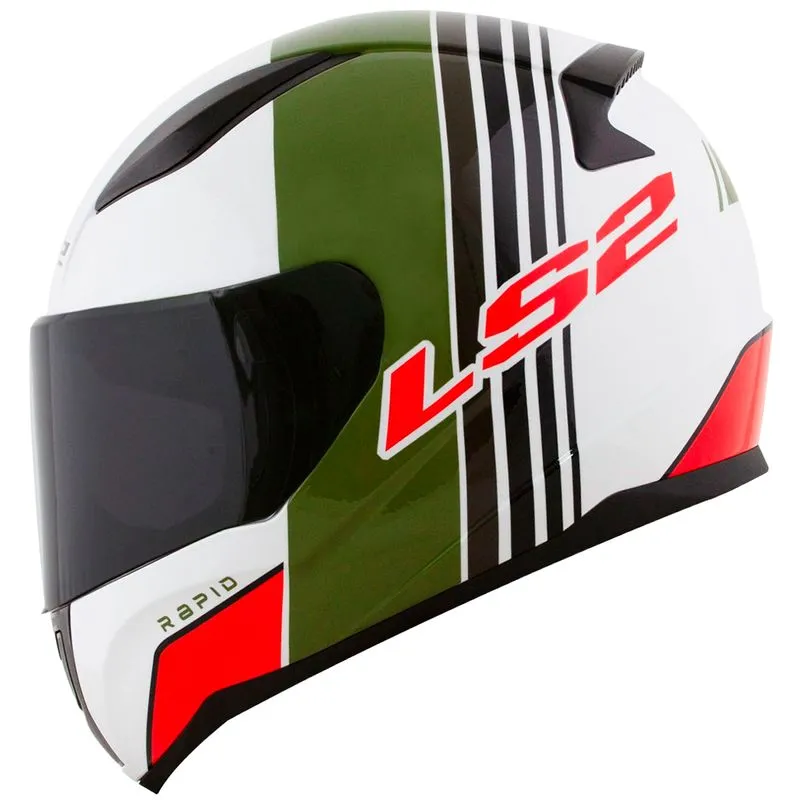 Capacete Original LS2 FF353 Rapid Multiply Branco Verde Vermelho 54