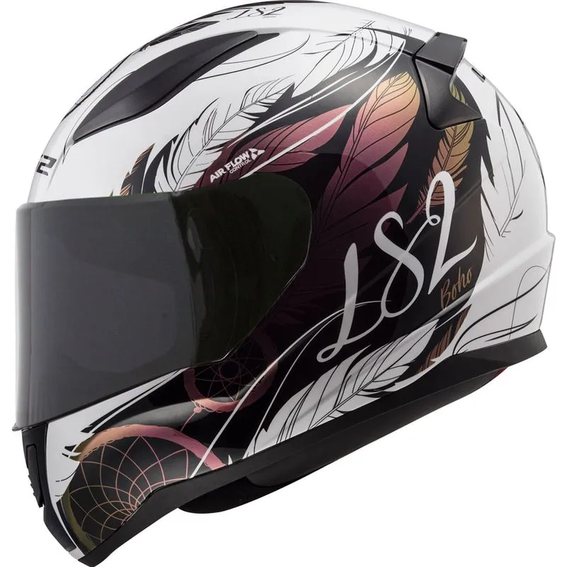 Capacete Original LS2 FF353 Rapid Boho Branco Preto Rosa 58