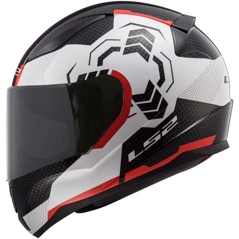 Capacete Original LS2 FF353 Rapid Ghost Branco Preto Vermelho 64