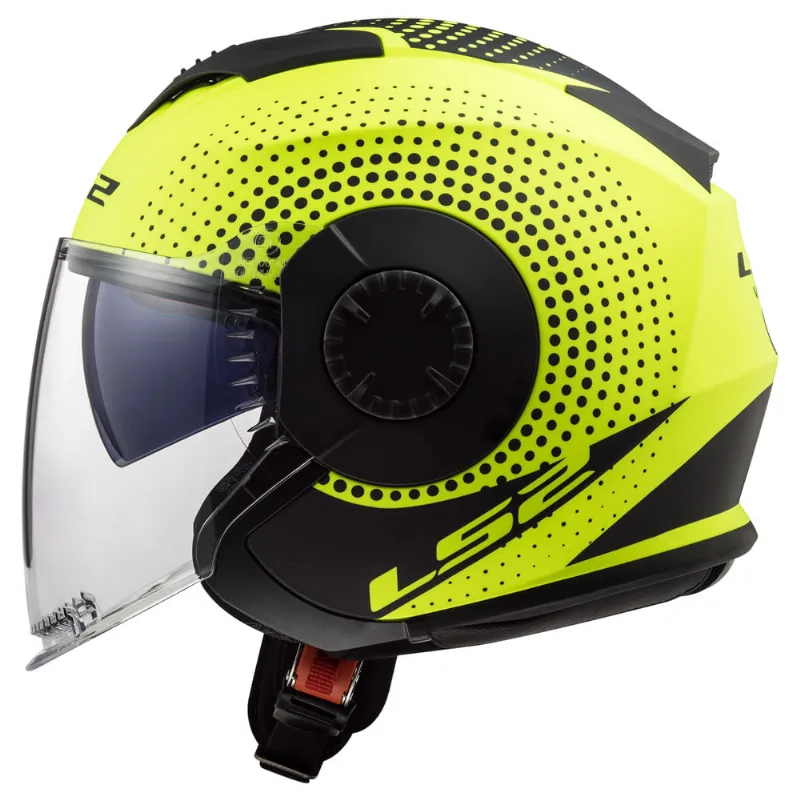 Capacete Original LS2 OF570 Verso Spin Fosco Amarelo Fluor Preto 62