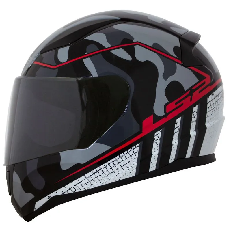 Capacete Original LS2 FF353 Rapid Bravado Preto Cinza Vermelho 58