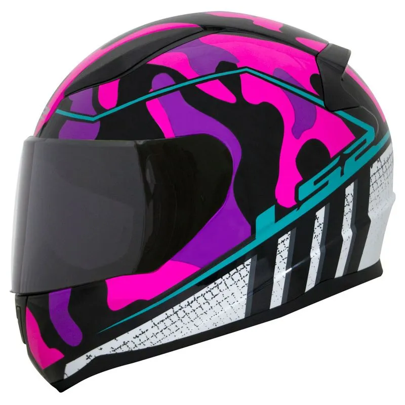 Capacete Original LS2 FF353 Rapid Bravado Rosa Cinza Azul 54