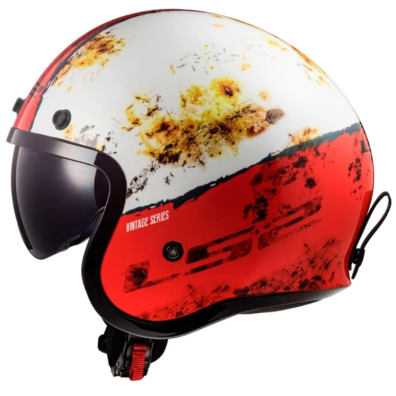 Capacete Original LS2 OF599 Spitfire Rust Branco Vermelho 58