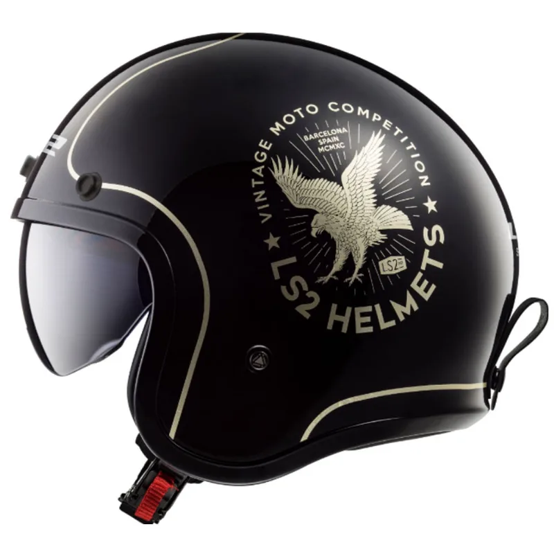Capacete Original LS2 OF599 Spitfire Flier Preto Dourado 64