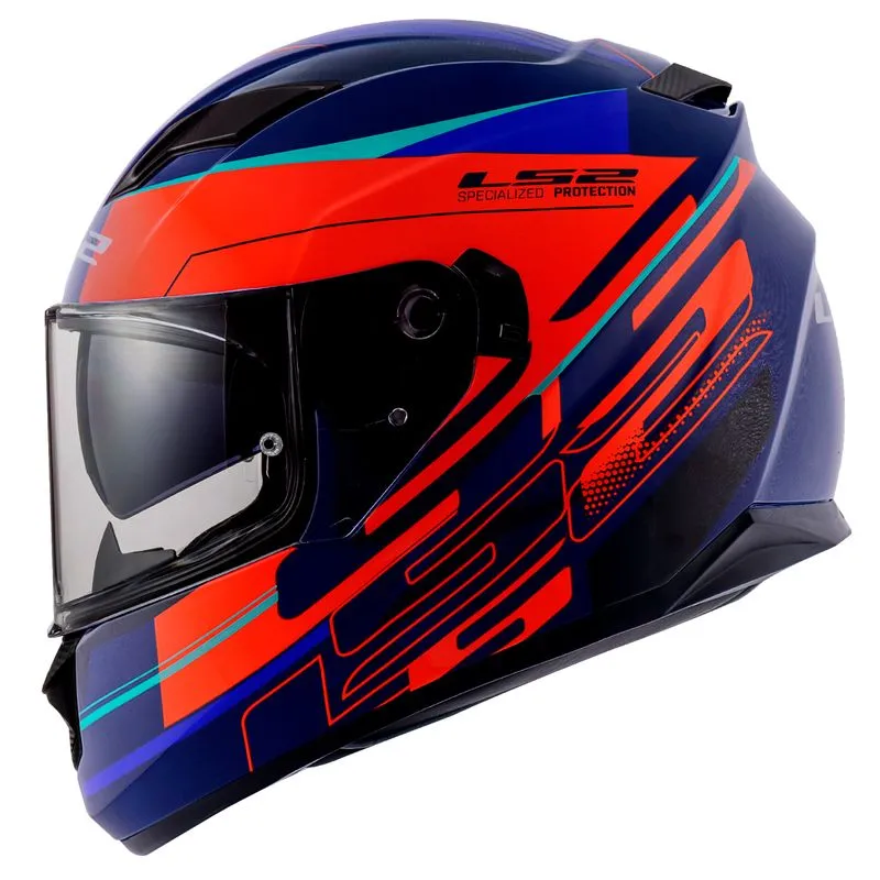 Capacete Original LS2 FF320 Stream Ixel Azul Laranja 56