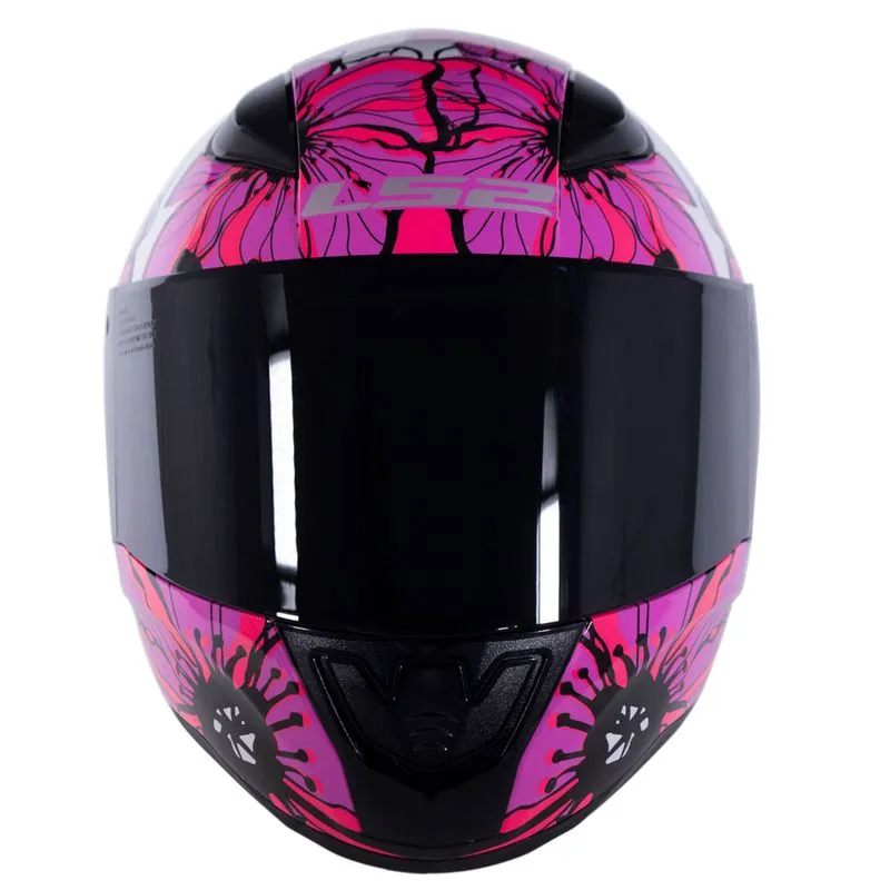 Capacete Original LS2 FF353 Rapid Poppies Branco Pink 58