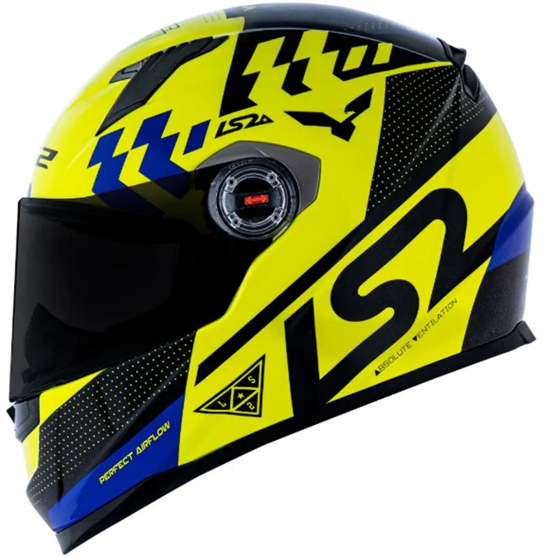 Capacete Original LS2 FF358 Podium Amarelo Preto Azul 56
