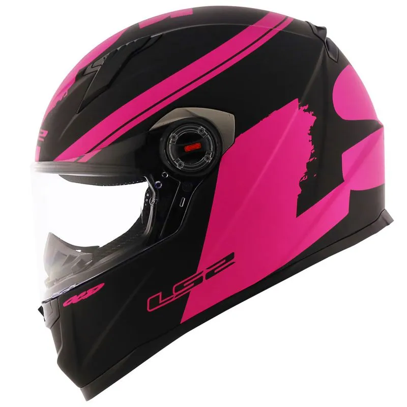Capacete Original LS2 FF358 Fluo Fosco Preto Rosa 56