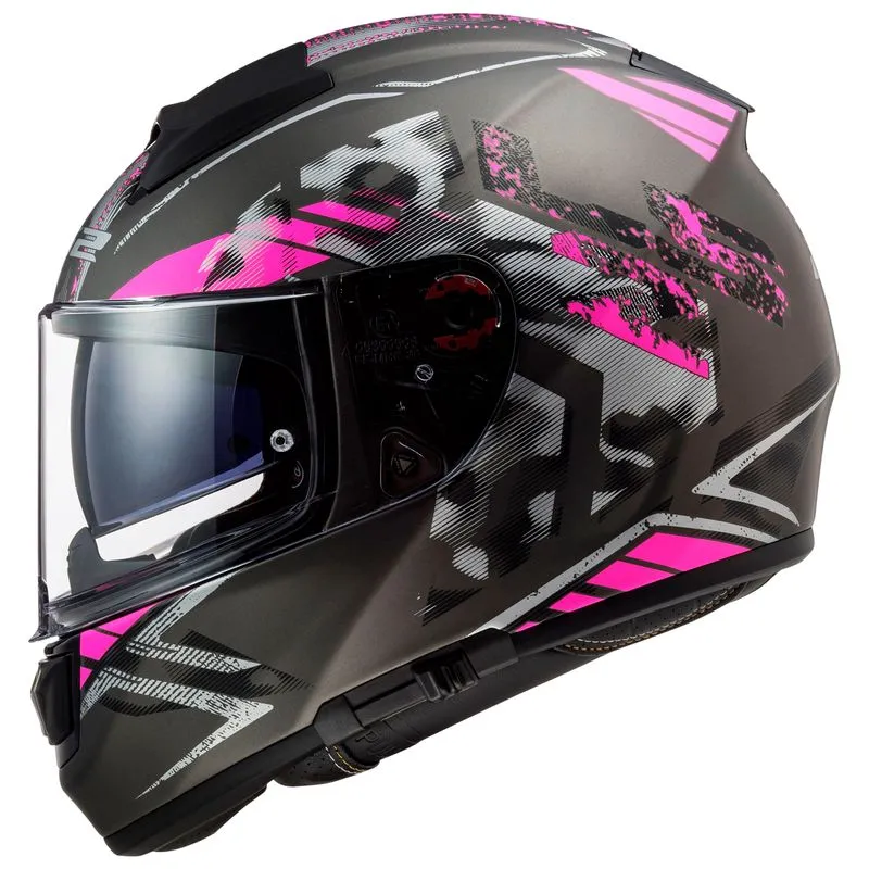 Capacete Original LS2 FF397 Vector Stencil Fosco Preto Rosa 60