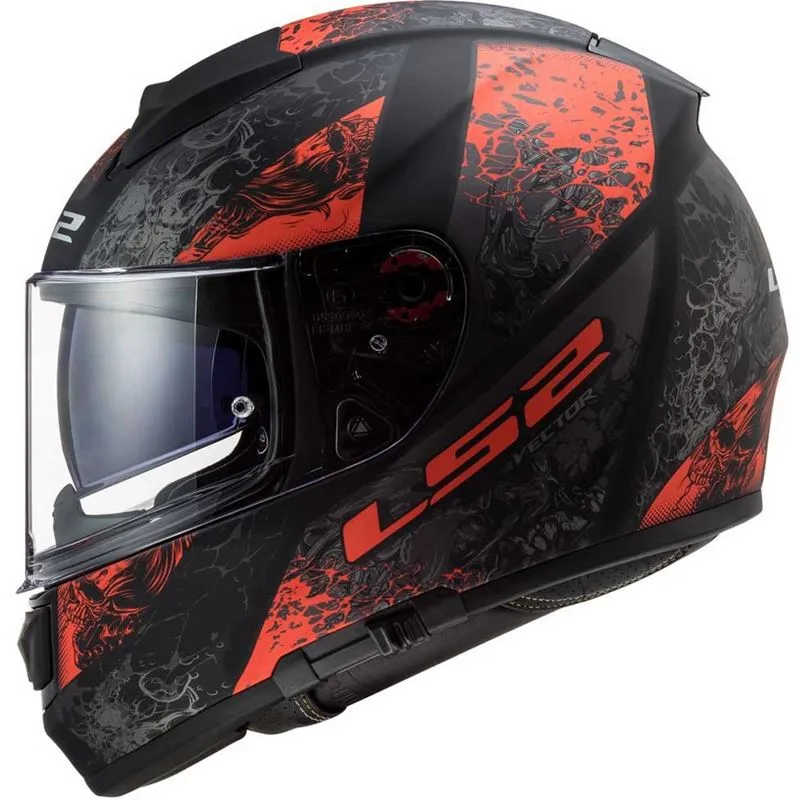 Capacete LS2 Vector FF397 Swipe Preto/Vermelho Fosco (Tri-composto)