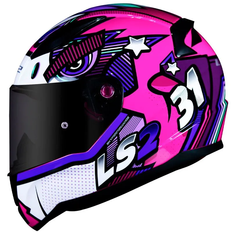 Capacete Original LS2 FF353 Rapid Khan Rosa Branco 56