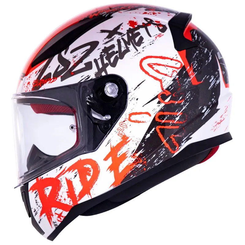 Capacete Original LS2 FF353 Rapid Naughty Branco Vermelho 62
