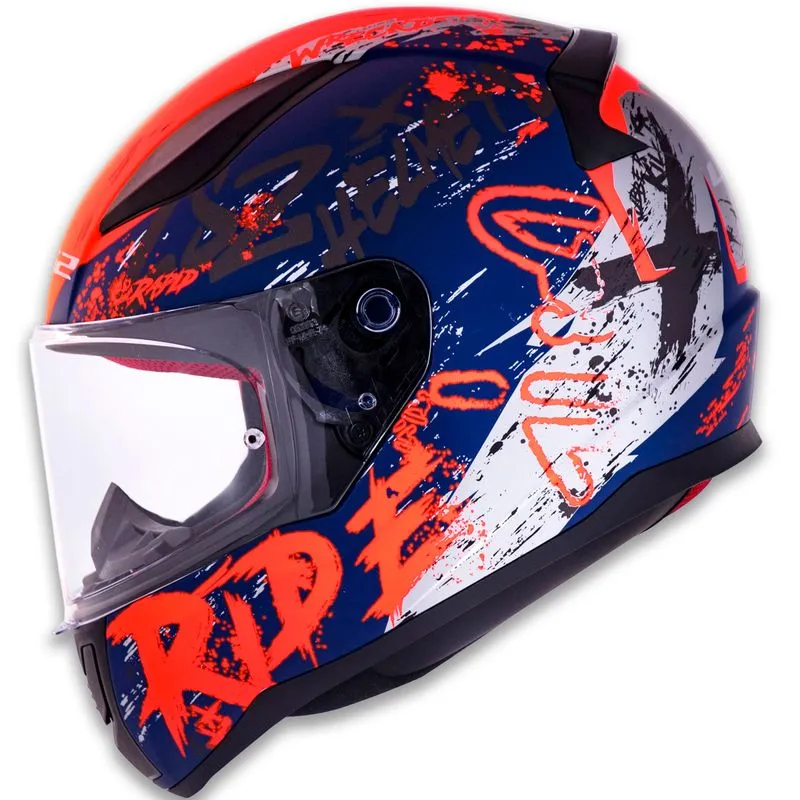 Capacete Original LS2 FF353 Rapid Naughty Fosco Azul Laranja 58