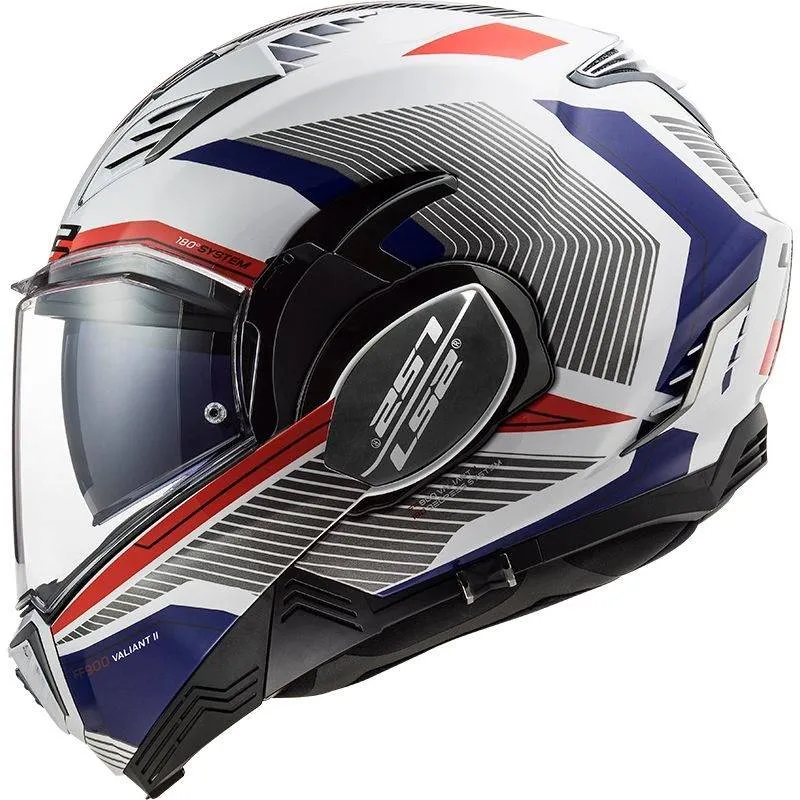Capacete LS2 Valiant 2 FF900 Revo Branco/Vermelho/Azul (Articulado)