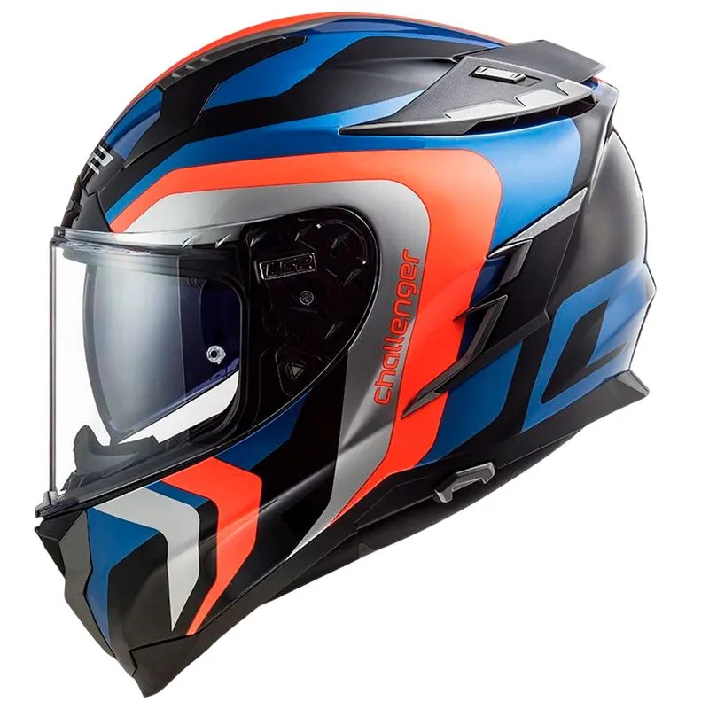 Capacete Original LS2 FF327 Galactic Azul Fluo Laranja 58