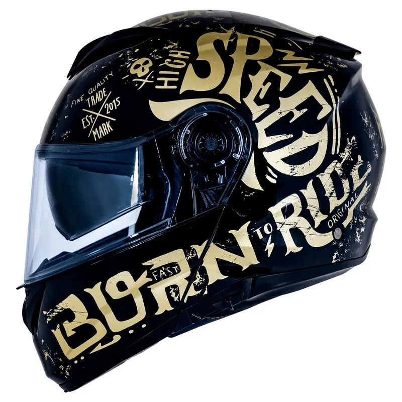 Capacete Original Norisk Force Born To Ride Dourado 58