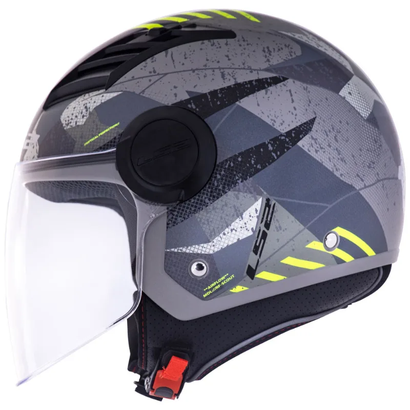 Capacete Original LS2 OF562 Air Flow Camo Fosco Titanium Amarelo 58