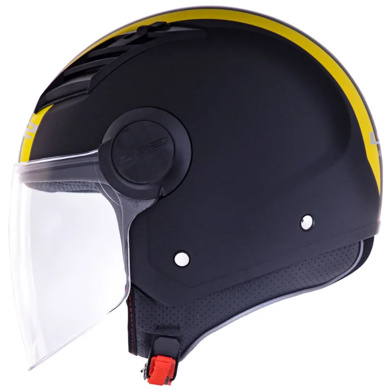 Capacete Original LS2 OF562 Air Flow Metrop Fosco Preto Amarelo 58