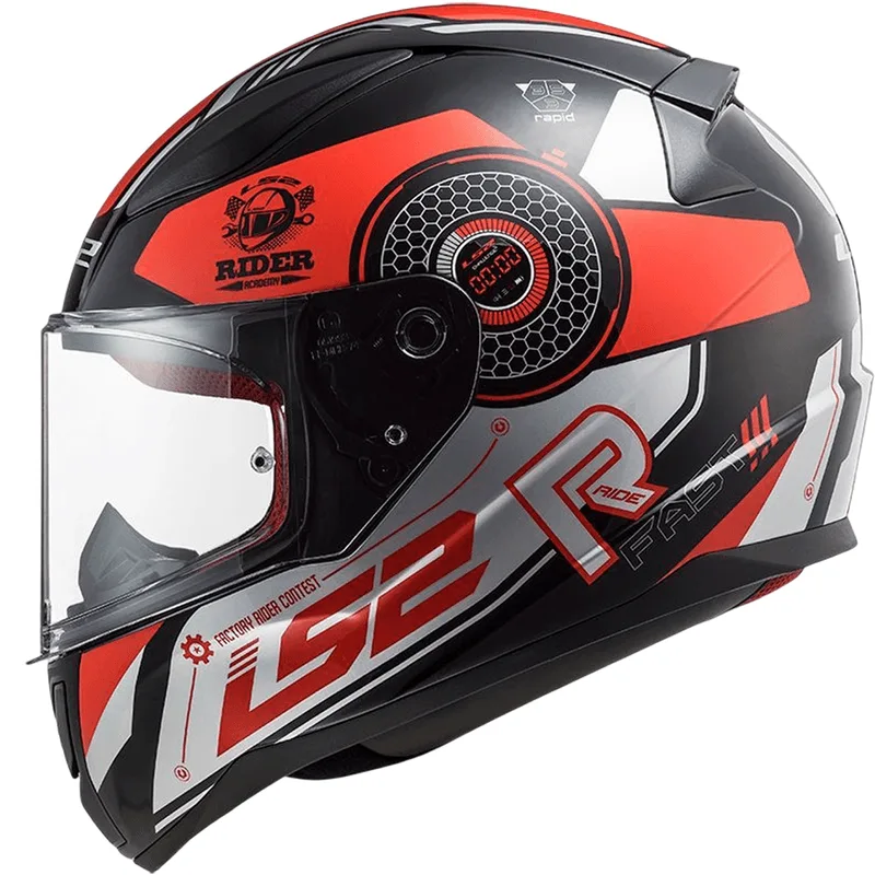 Capacete Original LS2 FF353 Rapid Stratus Preto Vermelho Cinza 56
