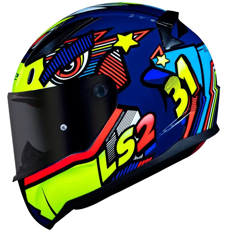 Capacete Original LS2 FF353 Rapid Khan Amarelo Azul 62