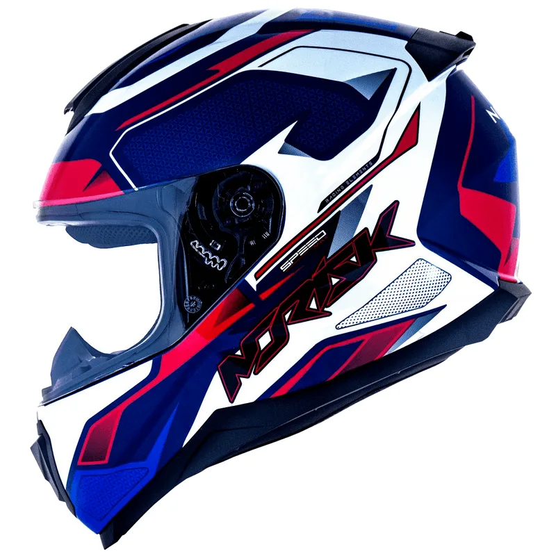 Capacete Fechado Norisk Razor Speedmax Azul Branco Vermelho 58