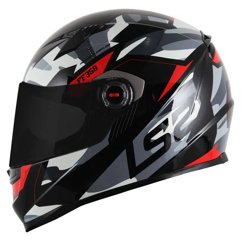Capacete LS2 FF358 Classic Tank Camo Preto Vermelho 62
