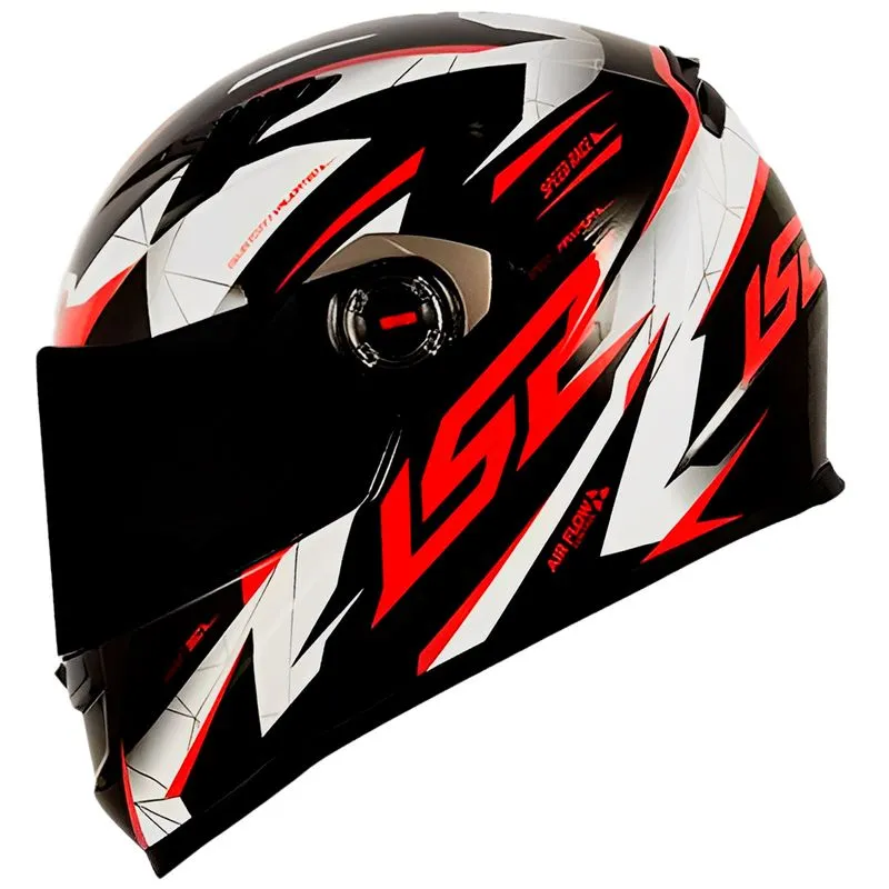 Capacete Original LS2 FF358 Draze Preto Branco Vermelho 62