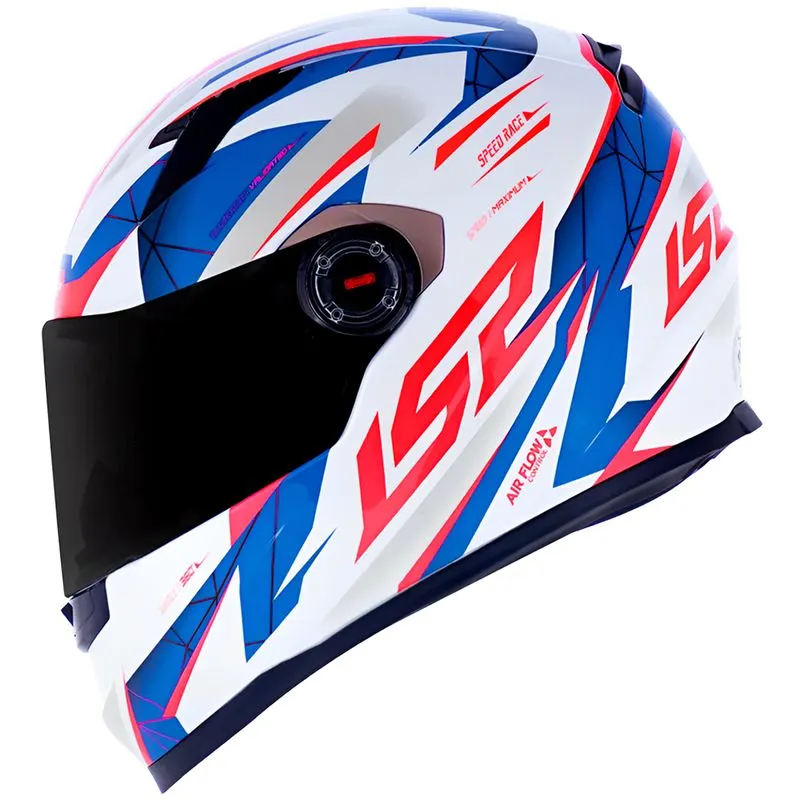 Capacete Original LS2 FF358 Draze Branco Azul Vermelho 62