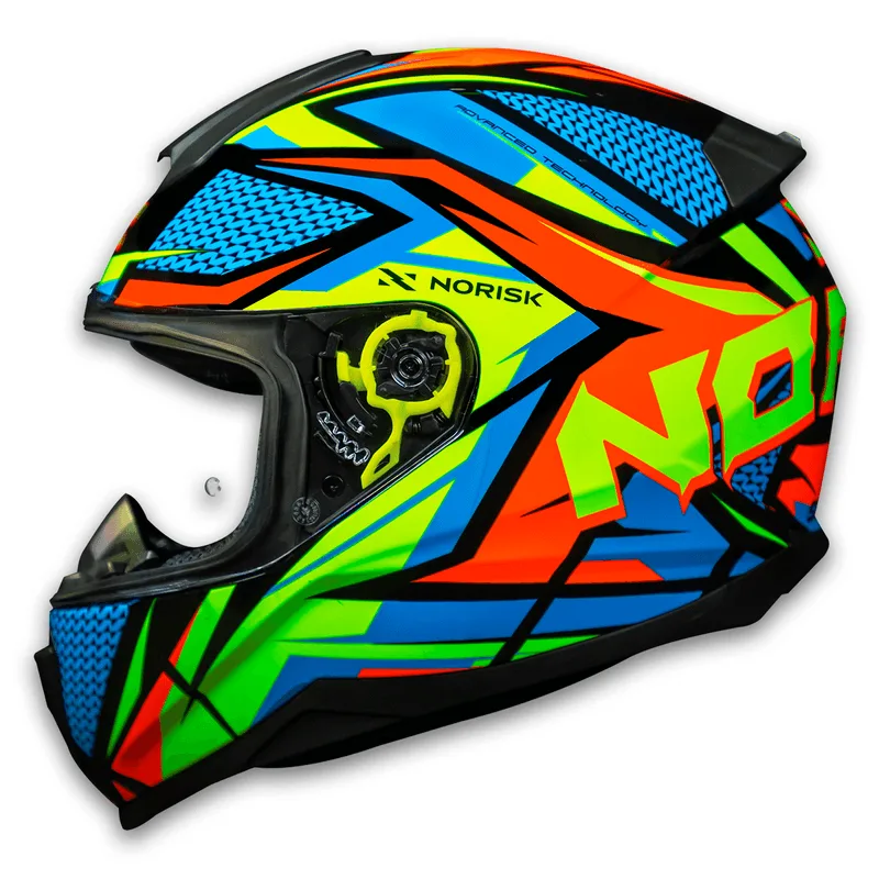 Capacete Original Norisk Razor Cutting Azul Amarelo Vermelho 60