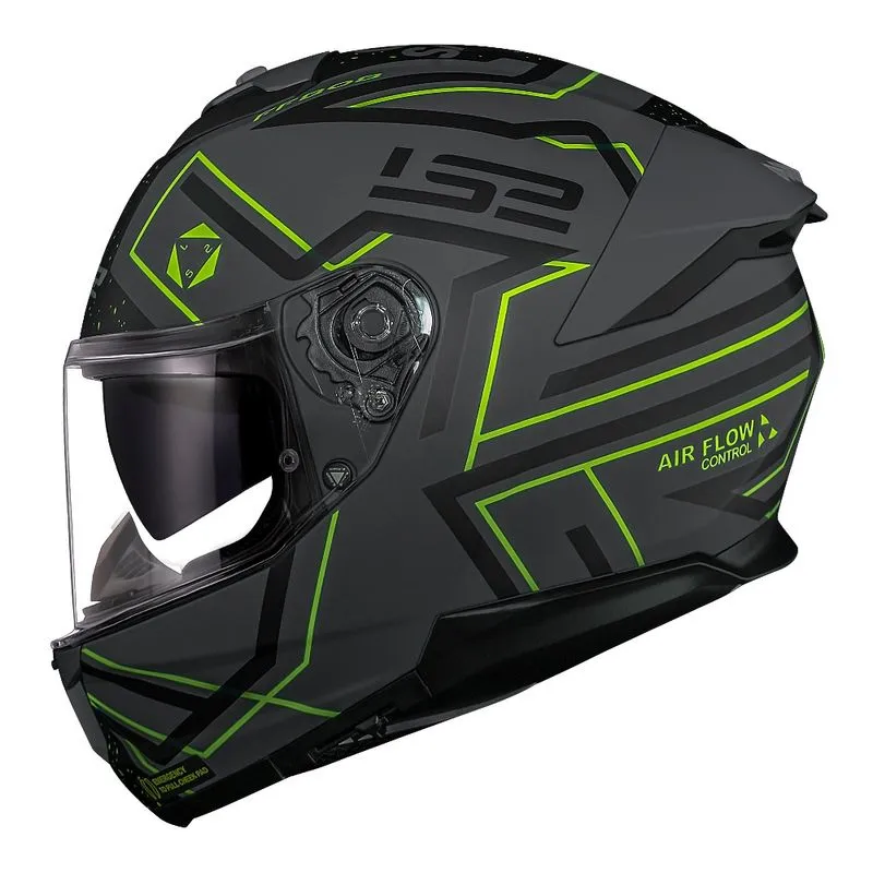 Capacete LS2 Stream 2 FF808 Maze Cinza e Preto Fosco Masculino e Feminino