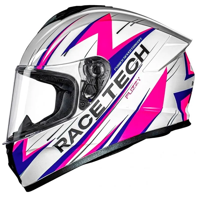 Capacete Race Tech Hit Fuzzy Branco Rosa 56