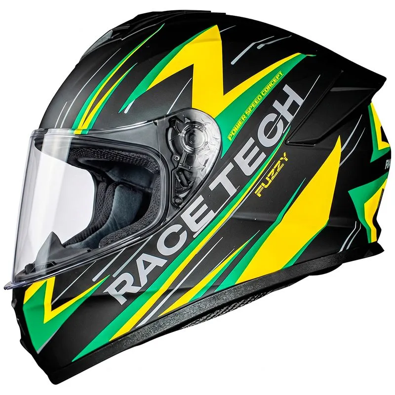 Capacete Race Tech Hit Fuzzy Preto Amarelo 62