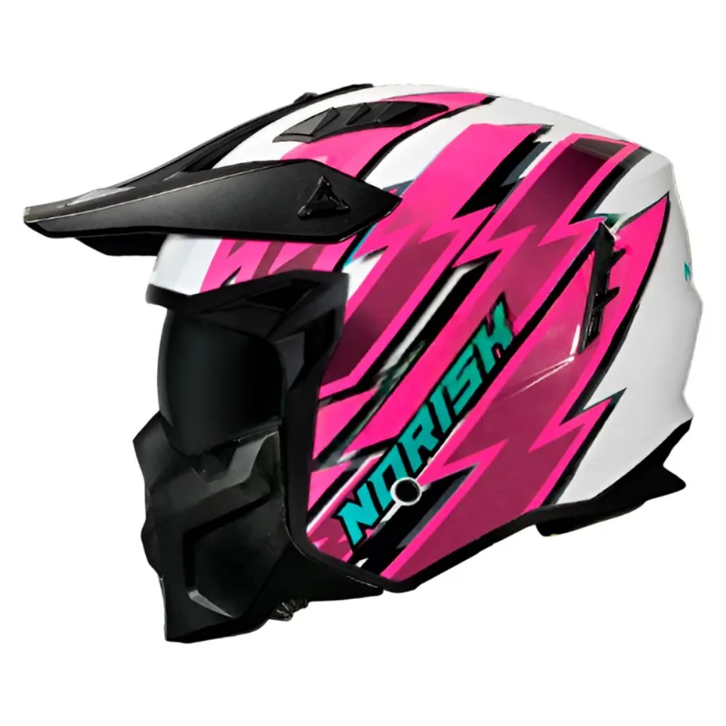Capacete Original Norisk Darth 2 Storm Branco Rosa 62