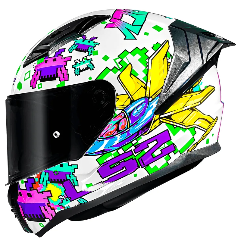 Capacete Original LS2 FF810 Vigo Space Attack Branco Roxo 62