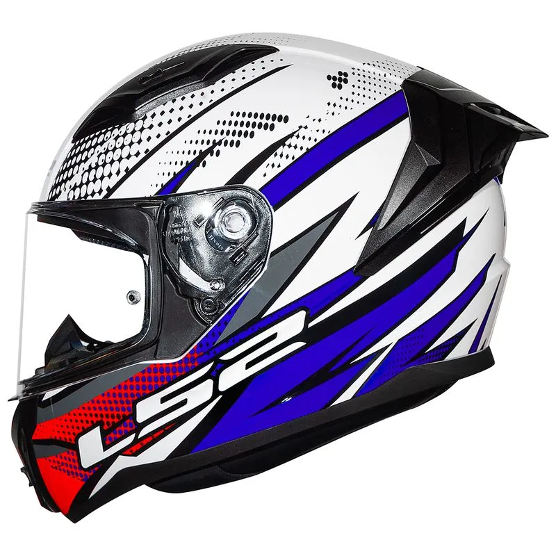 Capacete Original LS2 FF810 Vigo Flight Branco Azul Vermelho 56
