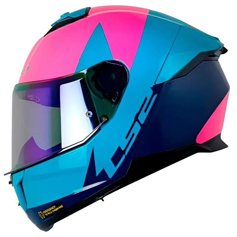 Capacete Original LS2 FF808 Stream 2 Thunderbiz Azul Rosa Azul Marinho 56